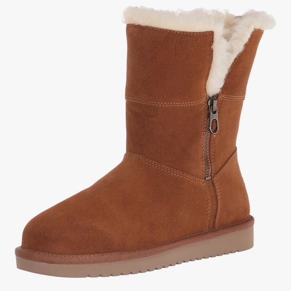 Koolaburra by UGG Women's Short Mid Calf Boot Cozy Tan Winter Boots Chestnut 10 - Picture 1 of 5